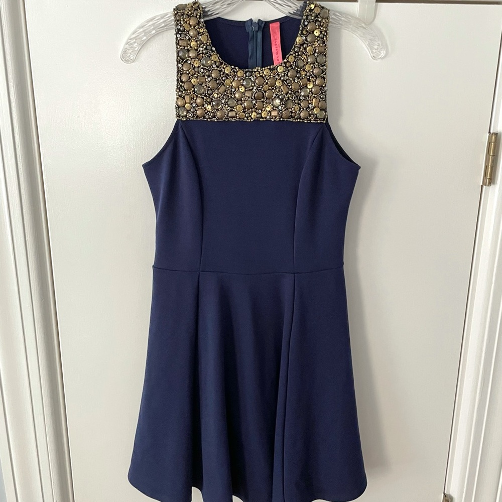 Women’s midi/mini dress with gold embellishment
